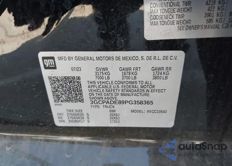 2023 Chevrolet Silverado 1500 2Wd Short Bed Rst from USA, damaged, VIN 3GCPADE89PG358365